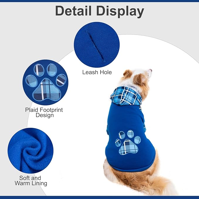 Plaid Dog Hoodie Pet Clothes Sweaters with Hat