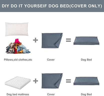 Dog Bed Cover, Waterproof Dog Bed Replacement Cover with Zipper, Oxford Removable Pet Bed Mattress Protector for Outdoor Use, 44Lx32Wx3H in, Bed Cover Only, Blue-Gray