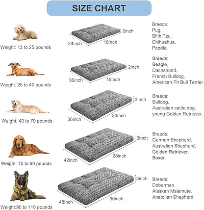 VERZEY Dog Beds Crate Pad Mat for Large Dogs (42" L 28" W,Gray)