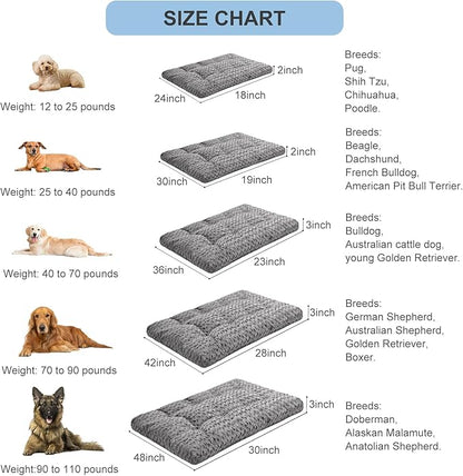 VERZEY Dog Beds Crate Pad Mat for Small Dogs (24" L 18" W,Gray)