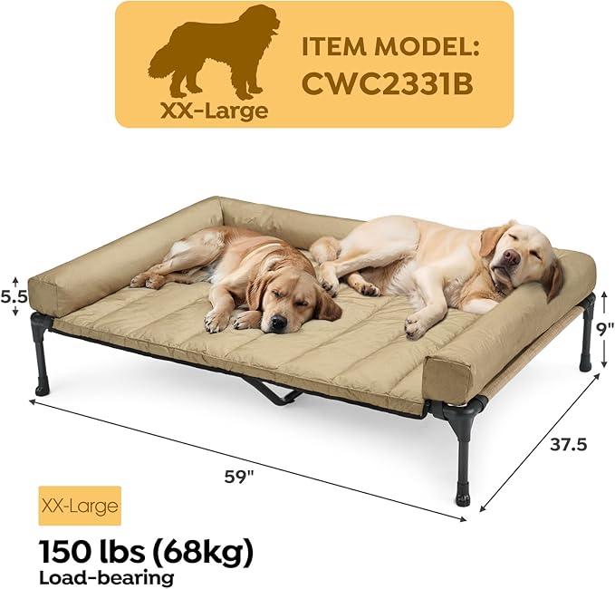 Veehoo Cooling Elevated Dog Bed + Waterproof Removable Pillow-Top Mat CWC2331B