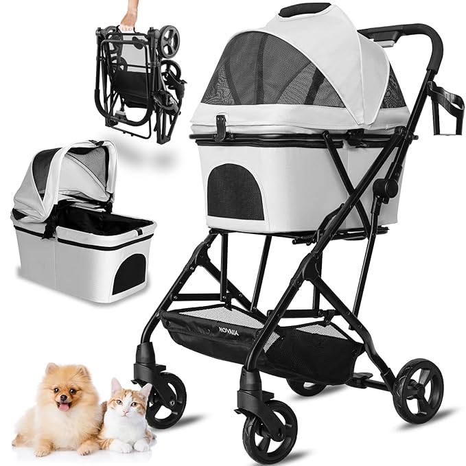 Dog Stroller for Small/Medium Dogs Cats Up to 33LBS 3-in-1 Lightweight