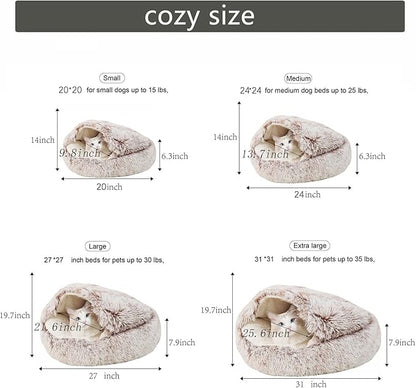 Cat Beds for Indoor Cats Cave&Calming Hoode Dog Beds Non-Slip Round Donut Cat Bed 20 inch,