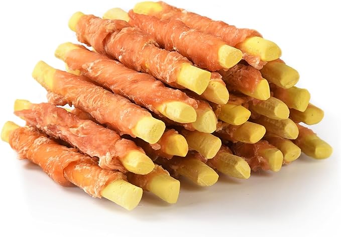 ASMPET Dog Treats Chicken Jerky Wrapped Pumpkin Biscuits Stick 10.6 oz