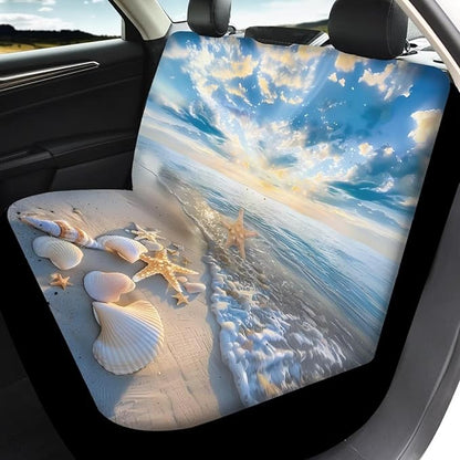 Sea Starfish Shell Car Seat Covers Full Set 4pcs Front