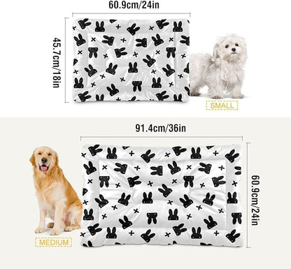 Black Rabbit Pet Bed Pad Soft Dog Bed Mat with Anti-Slip Bottom