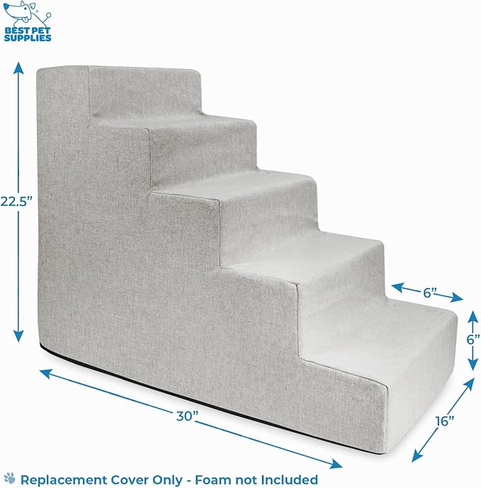Best Pet Supplies Foam Pet Steps Cover for Small Dogs and Cats 5-Step (H: 22.5") (Cover