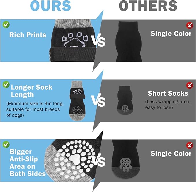 SCENEREAL Dog Socks to Prevent Licking Paws for Hardwood Floors Anti Slip