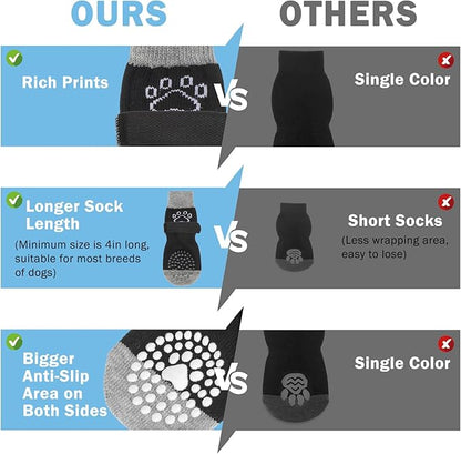 SCENEREAL Dog Socks to Prevent Licking Paws for Hardwood Floors Anti Slip