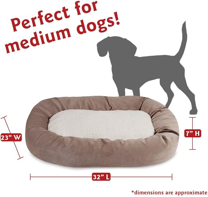 32 inch Pearl Villa Collection Sherpa Bagel Dog Bed