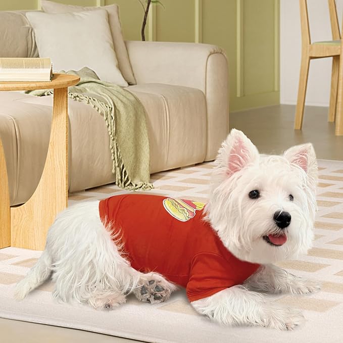 XPUDAC 4 Pack Dog Shirts Soft Summer Dog Clothes for Small Medium Dogs Breathable Lightweight Cute Tshirt with Sleeves Puppy Cat Outfit