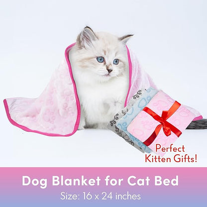 Stuffed 3pcs Premium Soft Dog Blankets for Small Dogs, Cat Blanket Calming Washable for Bed Couch Crate Protection Cover, Dog Puppy Kitten Essentials Christmas Dog Gifts, 16 * 24 inches