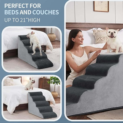 BOMOVA Dog Stairs for Small Dogs 5-Step Dog 2/3/4/5 Steps