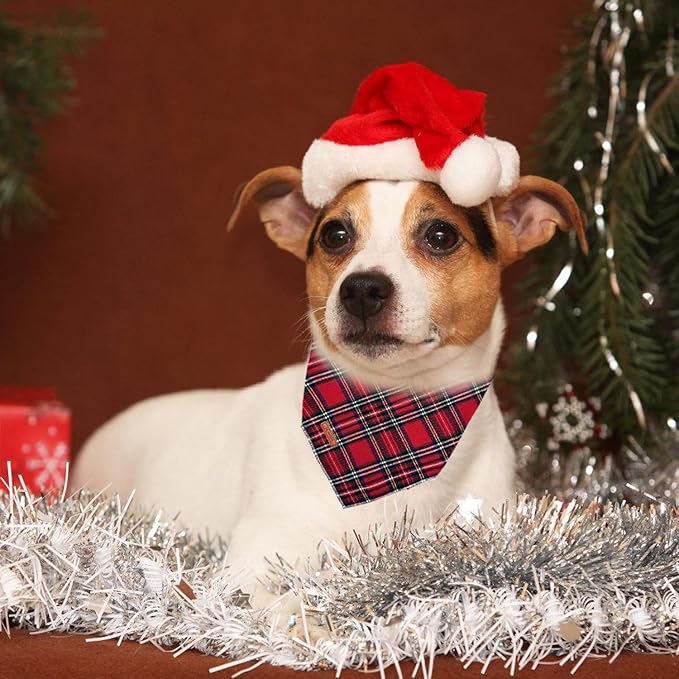 Christmas Day Dog Bandana Red Green Plaid Cotton