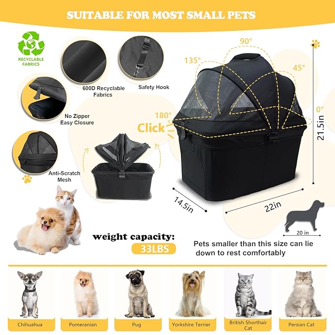 3 in 1 Dog Stroller 33lbs with