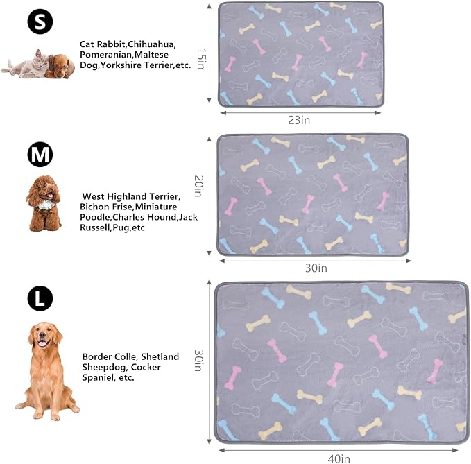 1 Pack 3 Dog Blankets Super Soft Puppy Large(40"x30")
