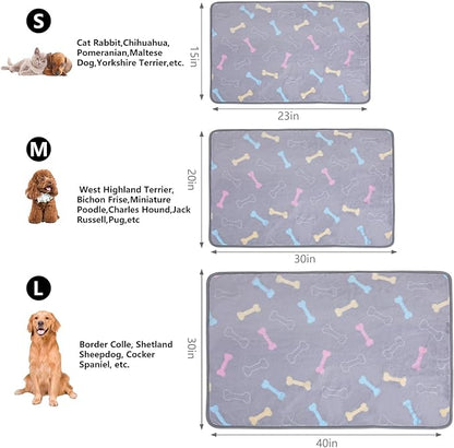 3 Pcs Washable-Soft Warm Dog Blanket Mix Grey 23"x15")