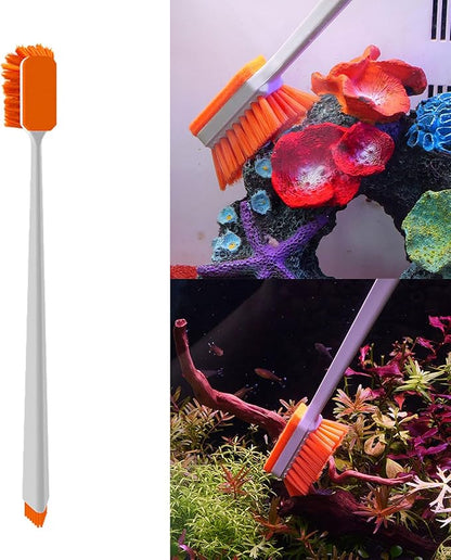 Long Handle Fish Tanks Scrubber for Glass Aquariums Double Bristle Washing Magnetic Scrubber Long Handle Brush Aquarium Cleaning Tools