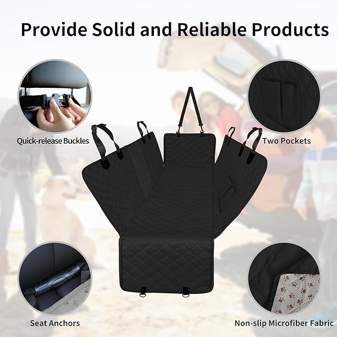 Easy-Going Waterproof Dog Car Seat Cover (53"x59", Black)