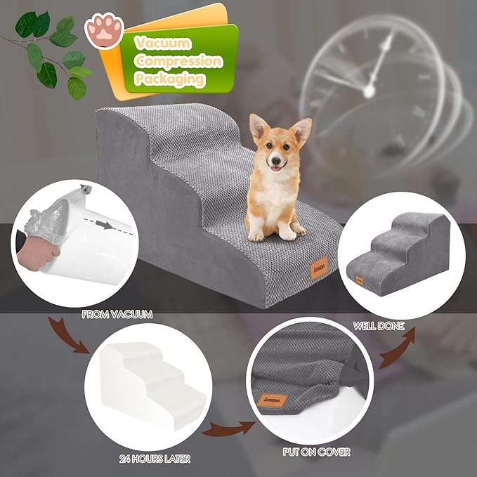 Foam Dog Stairs/Steps 3 Tiers 15.7" H