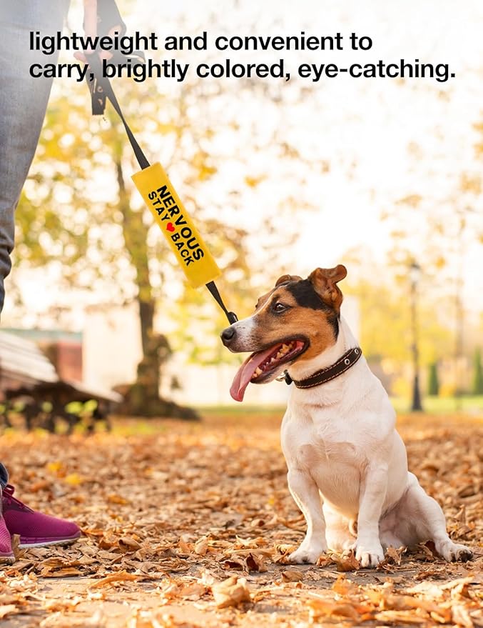 Yellow Nervous Stay Back Dog Leash Sleeve