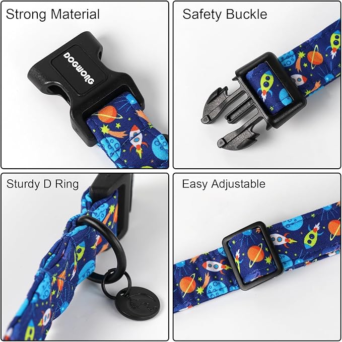 DOGWONG Blue Cotton Dog Collar