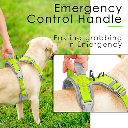 ThinkPet No Pull Harness Breathable Sport Harness with Handle-Dog Harnesses Reflective Adjustable for Medium Large Dogs Medium Green