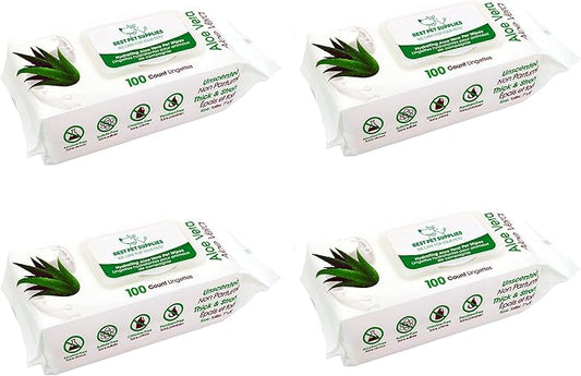 Best Pet Supplies Dog Wipes, Hypoallergenic, Deodorizing, Cleaning Dogs' Paws, Butt, Face, Grooming, Non-Sticky Formula for Puppy, Cats and Sensitive Skin - 400 Pack, Hydrating Aloe Vera (Unscented)