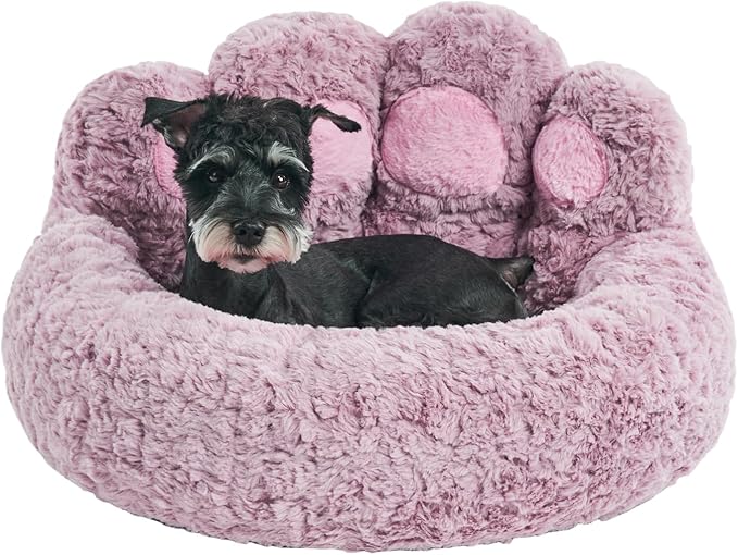 Jiupety Pet Round Bed of Paw Shape (26"×26"×8"), Purple.