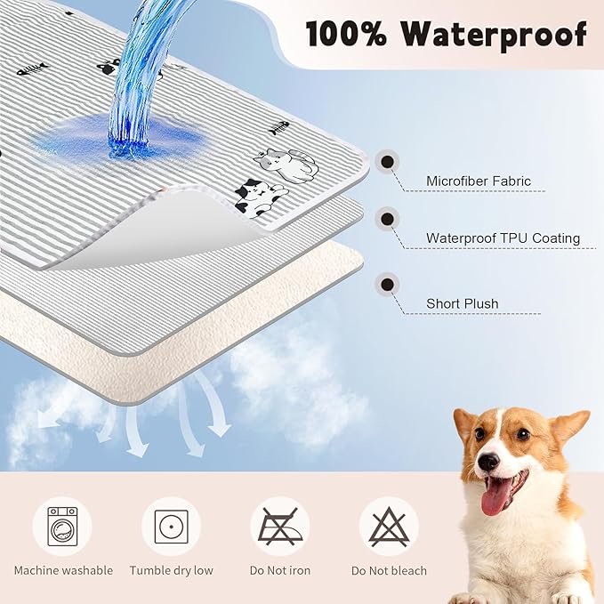 Waterproof Dog Bed Cover, Reversible Bed Cover for Dogs with Lint Roller, Cute Pattern Design Pet Bed Cover (82“*82”)