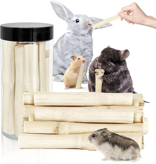 100g Natural Sweet Bamboo Chew Toys for Teeth,Rabbits Bamboo Sticks,Bunny Molar Treats Snack for Bunny Guinea Pig Chinchillas Guinea Pig Rabbits Hamster Gerbilsquirrel Rat Food (Sweet Bamboo)