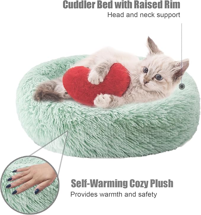 Aurako Cat Bed Dog Bed Round Cushion Pet 16" Green