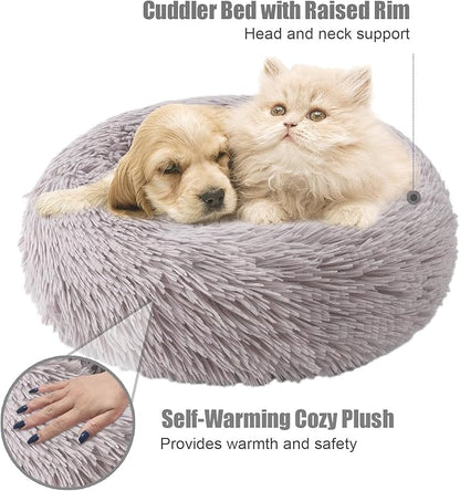 Aurako Cat Bed Dog Bed Round Cushion Pet 20" Taupe