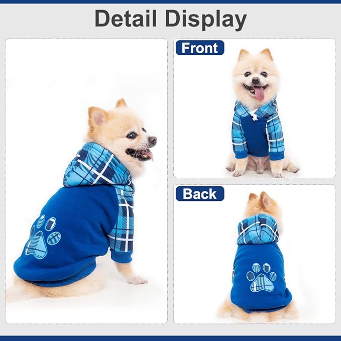 Plaid Dog Hoodie Pet Clothes Sweaters with Hat 1)