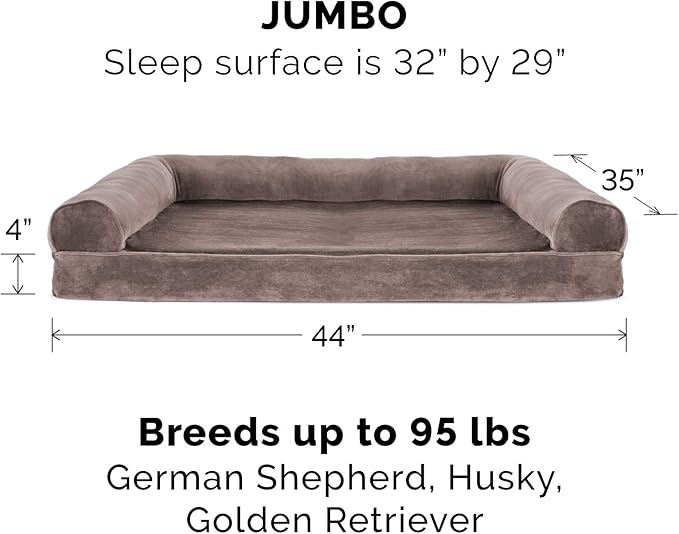 Furhaven Orthopedic Dog Bed for Large Dogs w/ Removable Bolsters & Washable Cover 95 lbs