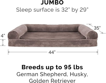 Furhaven Orthopedic Dog Bed for Large Dogs w/ Removable Bolsters & Washable Cover 95 lbs