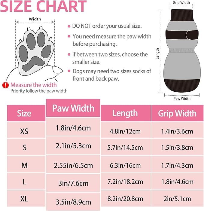 PUPTECK Anti Slip Dog Socks 2 Pairs with Double Grippers for Hardwood Floors