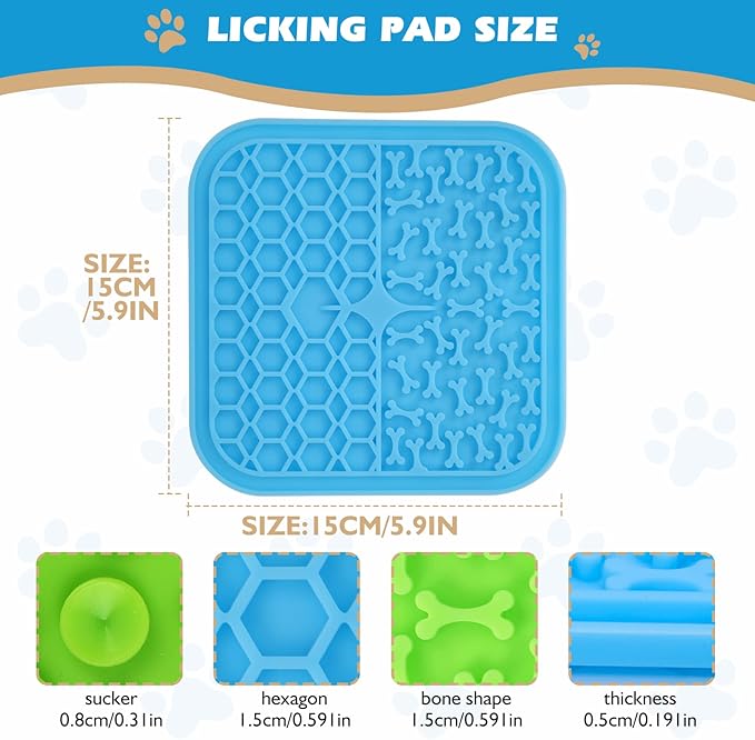 2 Pack Lick Mat for Dogs and Cats, Dog Slow Feeder Dowl Mat for Bathing Grooming Nailing Trimming, Dog Feeding Mat, Licking Pad for Dogs Cats