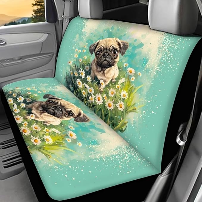 AFPANQZ Pug Dog Back Seat Cover Non-Slip Interior