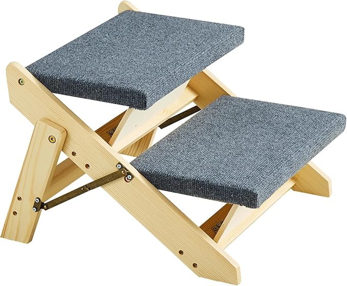 VEVOR Wood Pet Stairs/Pet Steps 2-in-1 Foldable 2 Steps 110 lbs