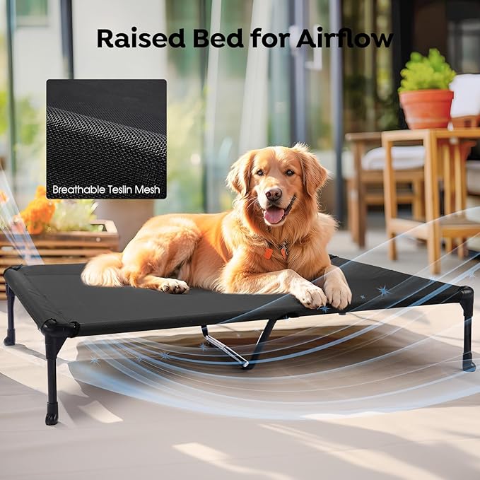 Veehoo Cooling Elevated Dog Bed + Waterproof Removable Pillow-Top Mat CWC2331B