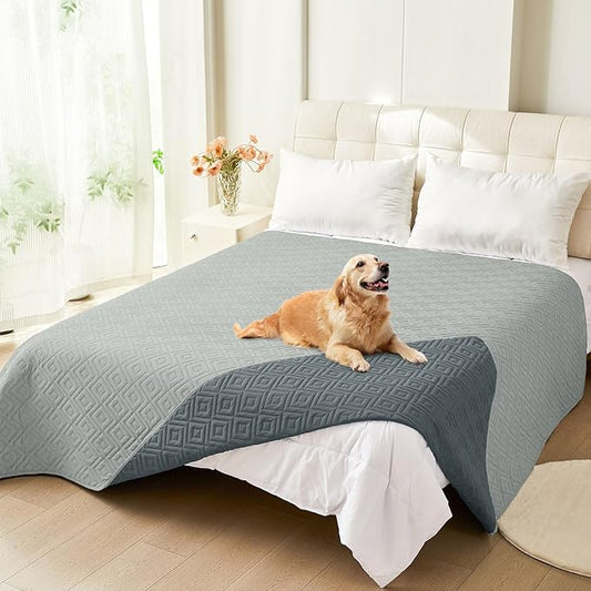 hyha Waterproof Dog Blanket, Soft Dog Bed Cover Pet Blankets, Waterproof Sofa Couch Cover for Dogs Washable, Reversible Pet Couch Covers for Sofa Furniture (82x82 Inch, Grey/Dark Grey)