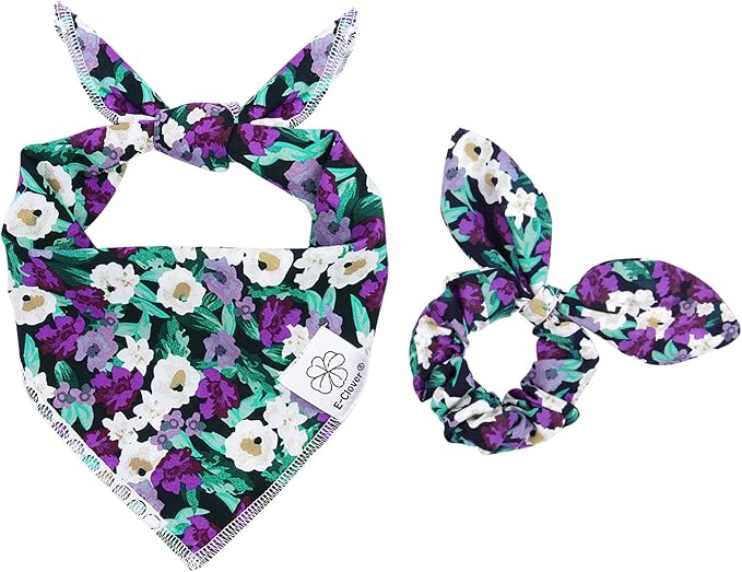 E-Clover Dog Bandanas & Matching Scrunchie Set Hawaii