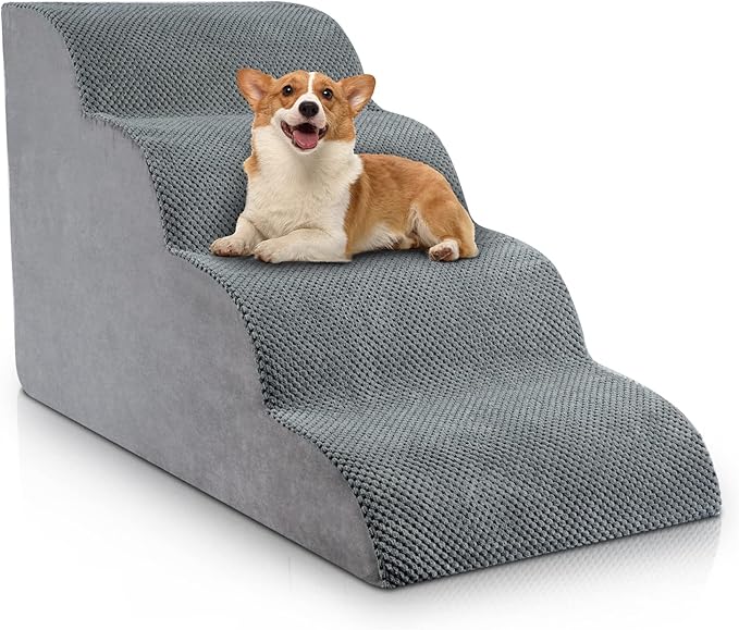 Chic Threads Dog Stairs for High Beds 4-Step Dog