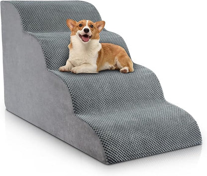 Chic Threads Dog Stairs for High Beds 4-Step Dog