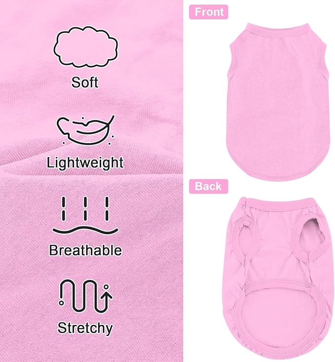 Dog Shirt Vest Clothes for Small Dogs Boy Girl Summer Solid Stretchy Puppy T-Shirts Soft Cool Breathable Lightweight Dog Sweatshirt Pet Cat Outfit