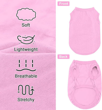 Dog Shirt Vest Clothes for Small Dogs Boy Girl Summer Solid Stretchy Puppy T-Shirts Soft Cool Breathable Lightweight Dog Sweatshirt Pet Cat Outfit