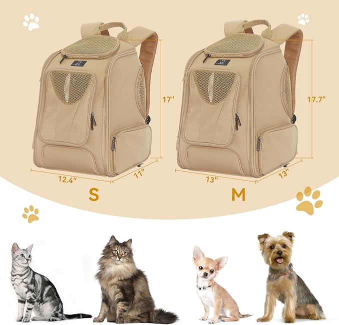 A4Pet Cat Backpack Carrier, Large Pet Carrier Backpack with Two-Sided Window & Bottom Support for Cats, Small Dogs Up to 18 Lbs for Travel, Hiking & Outdoor Use