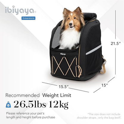 ibiyaya - Pet Carrier for Medium and Large Dogs - Champion 3-in-1 Large Dog Backpack Carrier with Water Resistant Fabric, Extra Storage, and Minimalist Folding and Storage - Jet Black