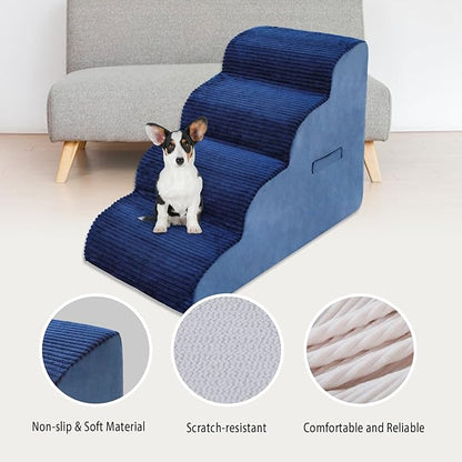 High Density Foam Dog Stairs Steps 20.8’’ Non-Slip 4-Tiers (Navy